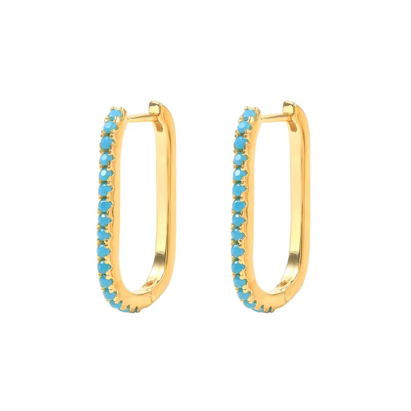 U-Shaped Micro Zircon Earrings for Women 925 Silver Colorful Hoop Earrings for Girl Men Cz Huggie Earrings Wedding Jewelry