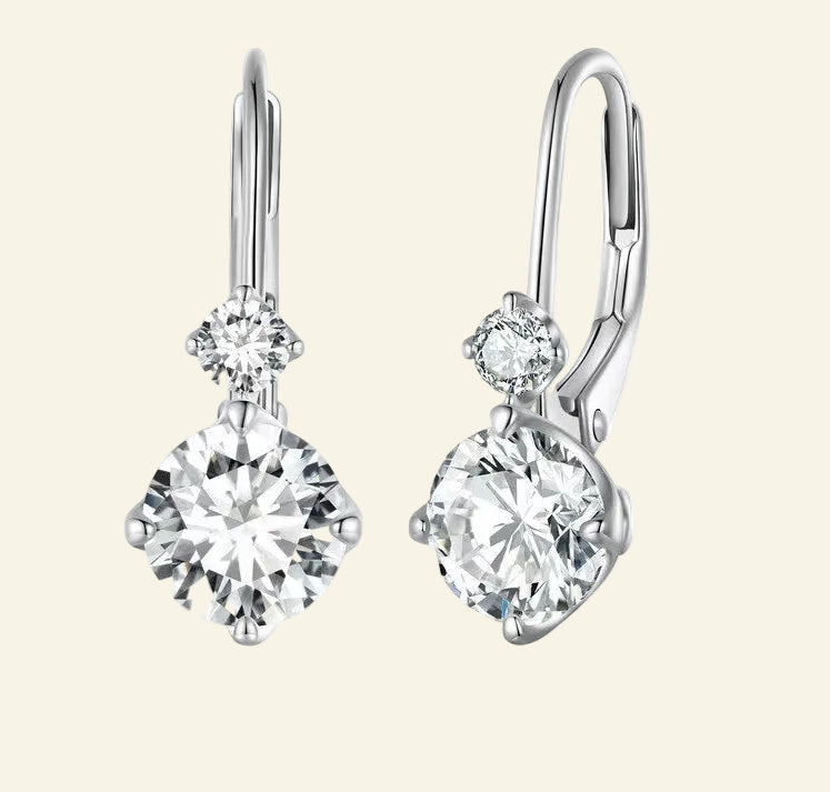 2 CTTW Moissanite Ear Buckles 925 Sterling Silver Hoop Earrings for Women Fine Jewelry Gift