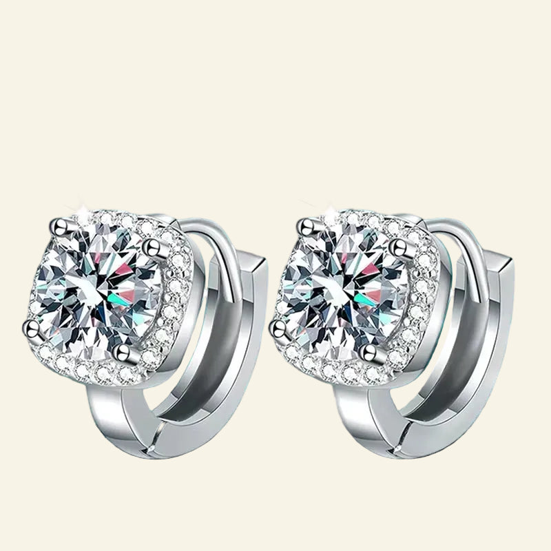 1Ct Moissanite Earrings for Women S925 Sterling Silver with 18K Gold Plated Hoop Earring Wedding Jewelry with Certificate