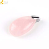 CSJA Natural Gem Stone Pendant Water Drop Necklaces Pendants Tiger Eye Lapis Lazuli Clear Crystal Opal Healing Jewellery E526