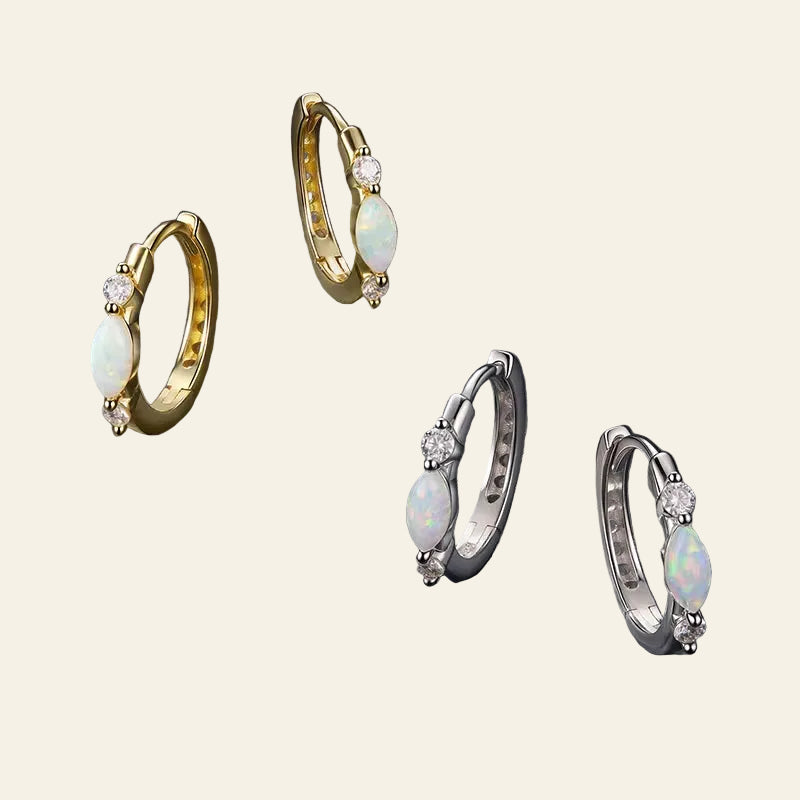 Moissanite Hoop Earring 18K Gold Oval Opal Huggie Earrings 925 Sterling Silver Jewelry for Women Hypoallergenic Gift