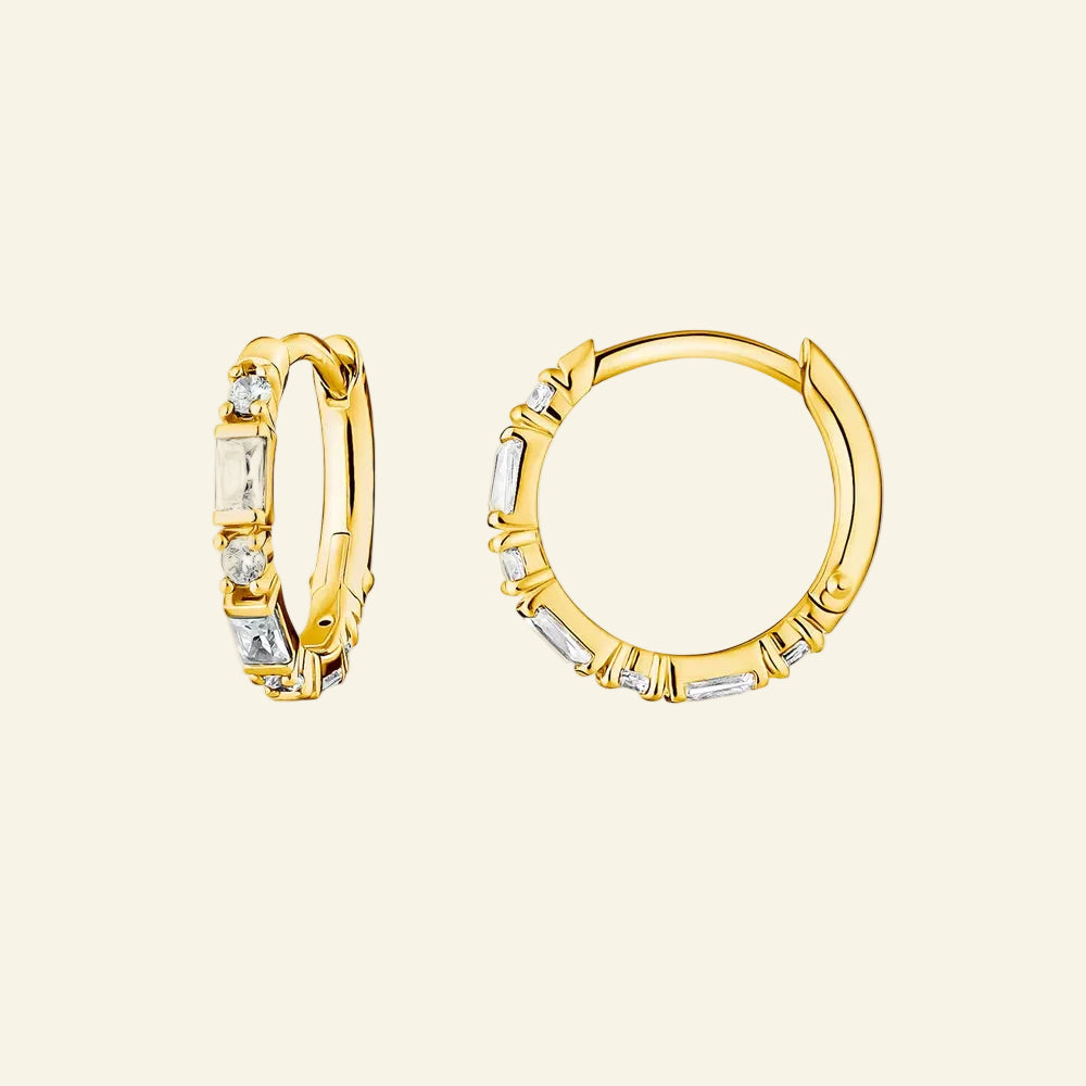 Bamboo Golden Creole Hinged Hoop Earrings Europe Fine Jewerly for Women Gift in Solid 925 Sterling Silver