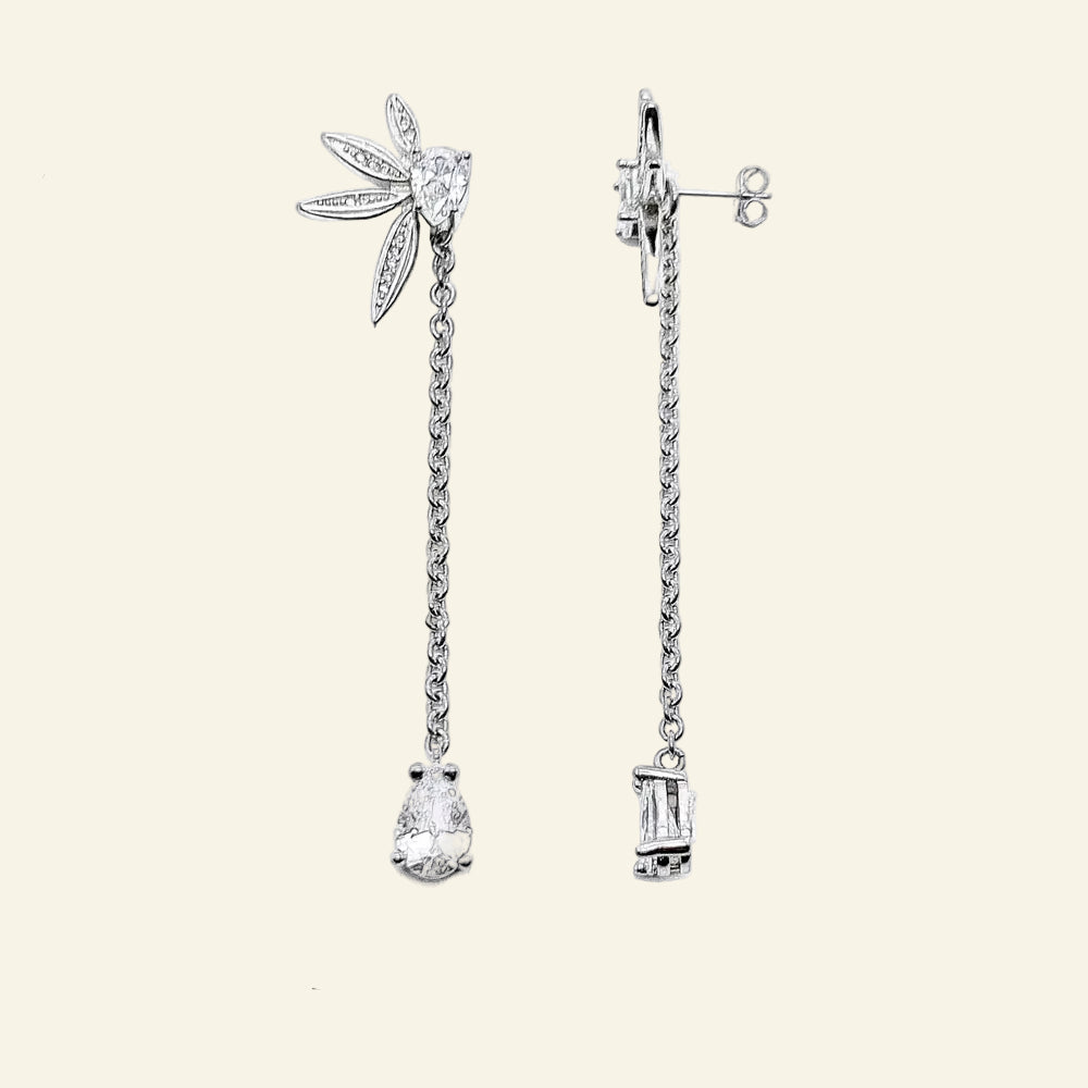 Earrings Leaves with Water Drop Europe Fine Jewelry for Women Autumn New Sterling Silver 925 Gift