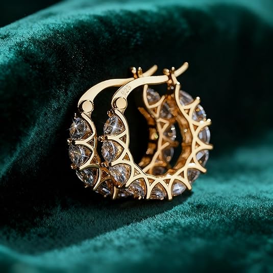 Women'S 925 Sterling Silver Hoop Earrings with Cubic Zirconia, Delicate and Small Hypoallergenic round Earrings, Fashionable Jewelry Gift, Suitable for Daily Wear and Parties