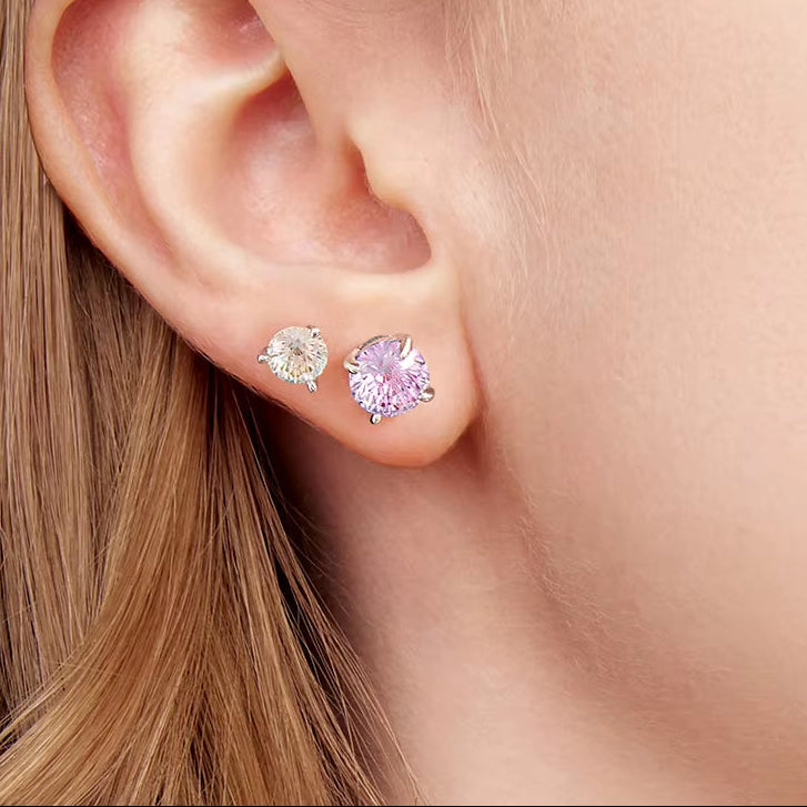 925 Sterling Silver Astrophyllite Stud Earrings CZ White Gold for Women Girl Engagement Wedding Party Fine Jewelry Gift