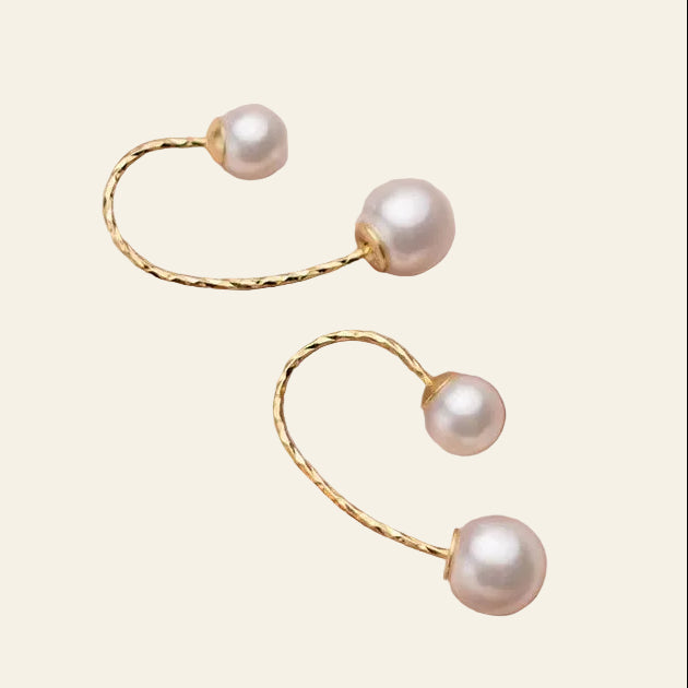 Real 925 Sterling Silver Minimalist Pearl Line Studs Earrings for Women Party Wedding Fine Hoop Jewelry Accessories Gift