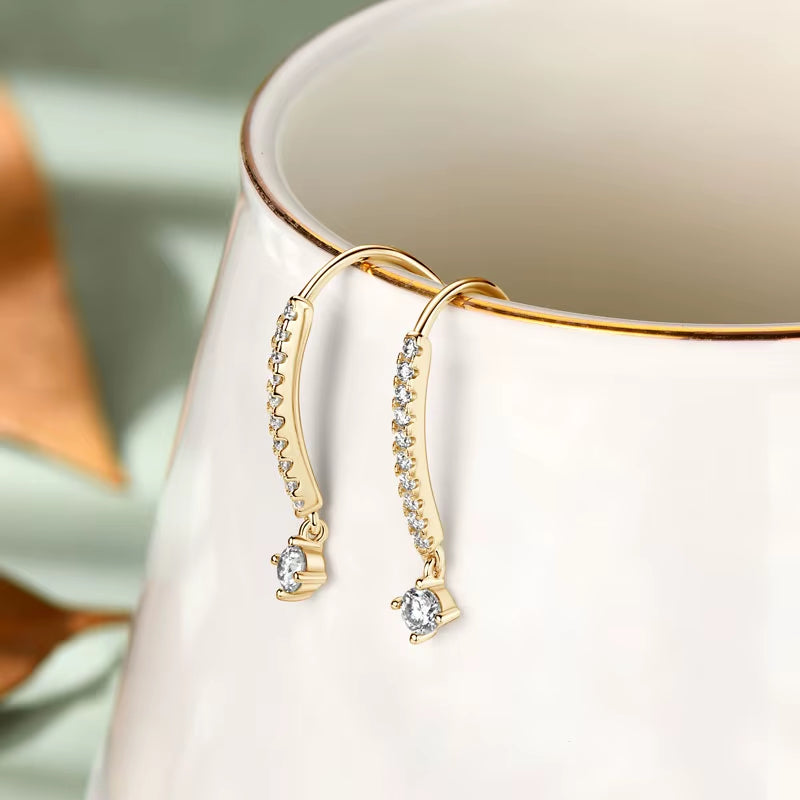 VVS1 round Moissanite U-Shaped Stud Earrings for Women Girls 925 Sterling Silver Earring Pendientes Fine Jewelry Gifts