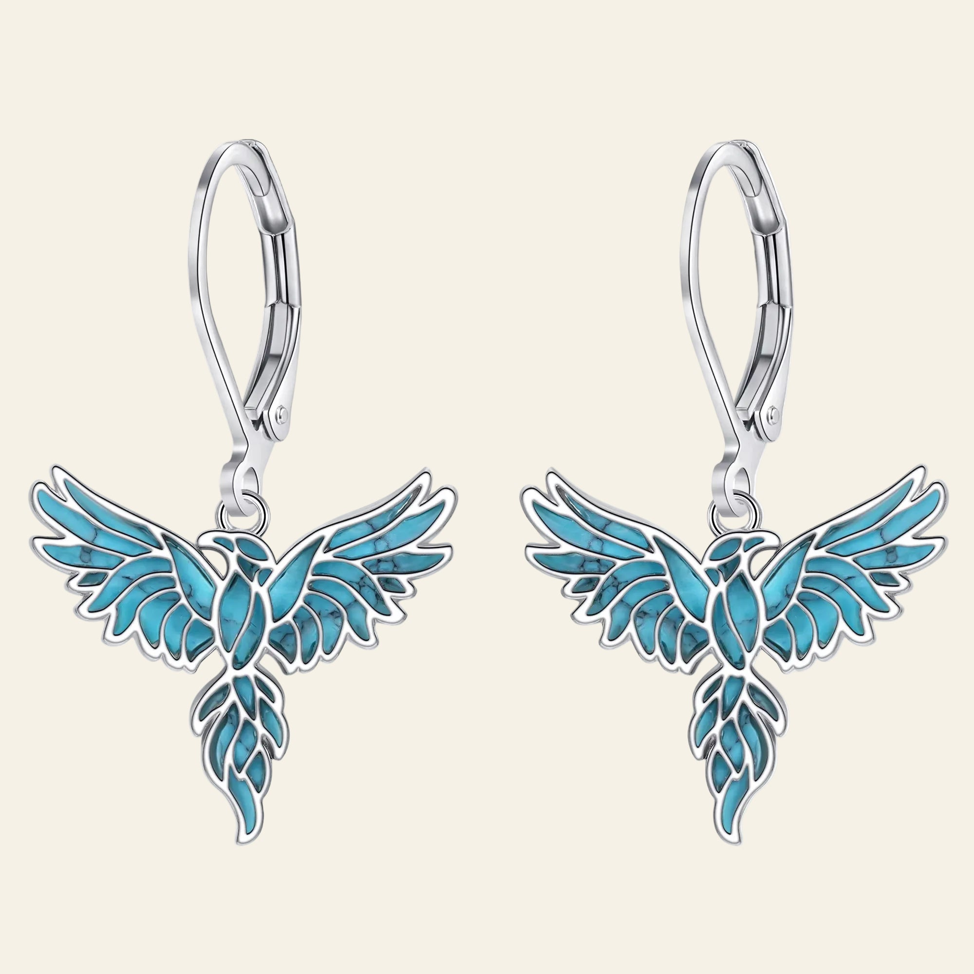 Turquoise Dangle Drop Earrings Silver Plated Fashion Blue Flying Bird Shaped Earring for Women Jewelry Gifts Animal Theme