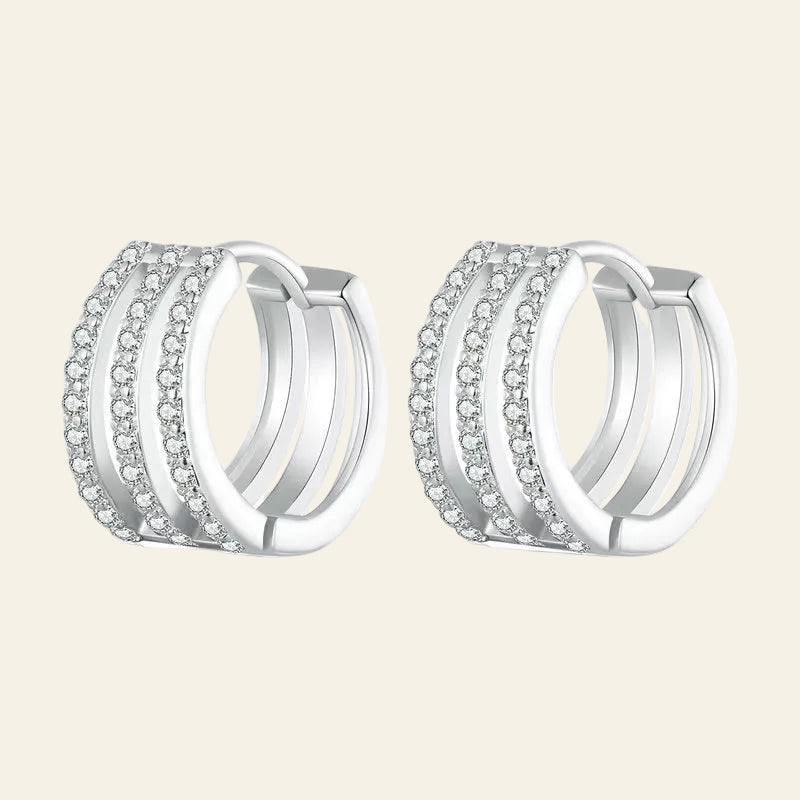 925 Sterling Silver Multi-Circle Ear Buckles Pave Setting CZ Hoop Earrings for Women Engagement Wedding Fine Jewelry Gift