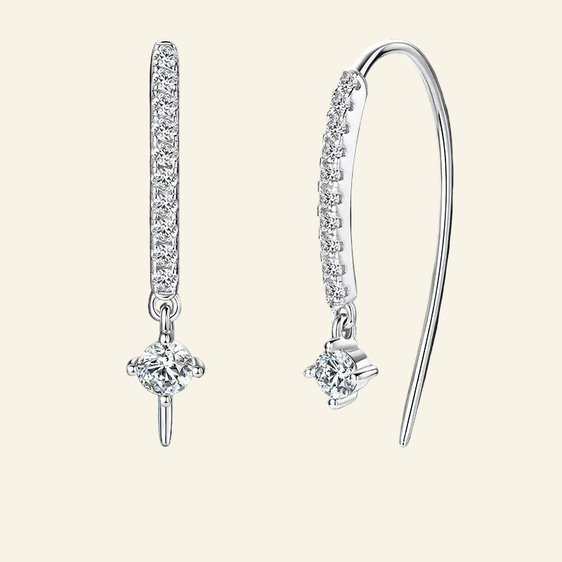 VVS1 round Moissanite U-Shaped Stud Earrings for Women Girls 925 Sterling Silver Earring Pendientes Fine Jewelry Gifts