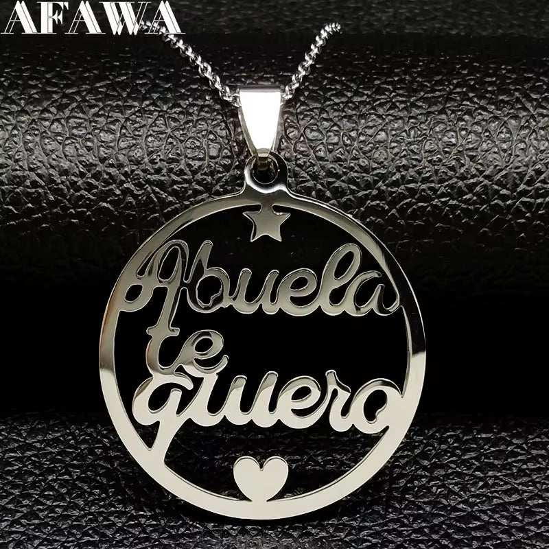 Grandmother Stainless Steel Statement Necklace Women Jewlery Silver Color Necklaces & Pendants Jewelry Navidad N18021