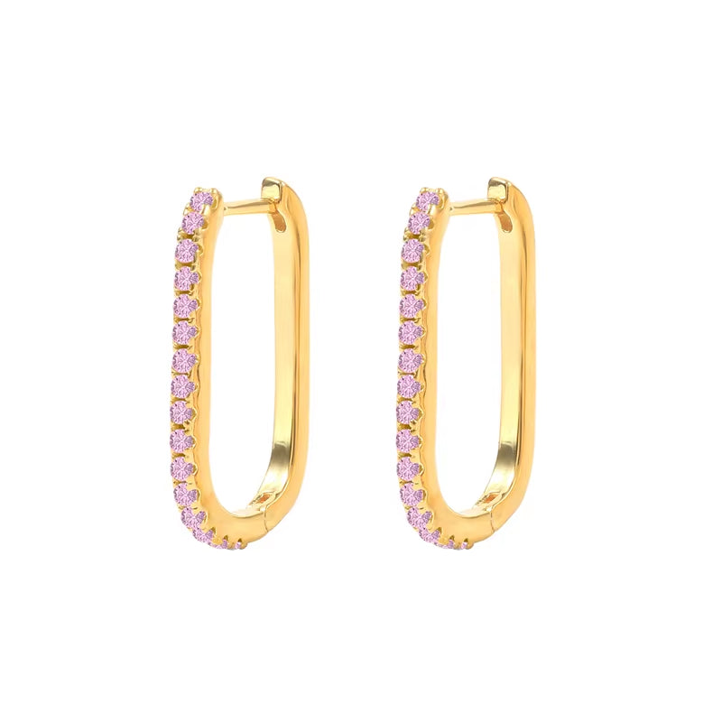 U-Shaped Micro Zircon Earrings for Women 925 Silver Colorful Hoop Earrings for Girl Men Cz Huggie Earrings Wedding Jewelry