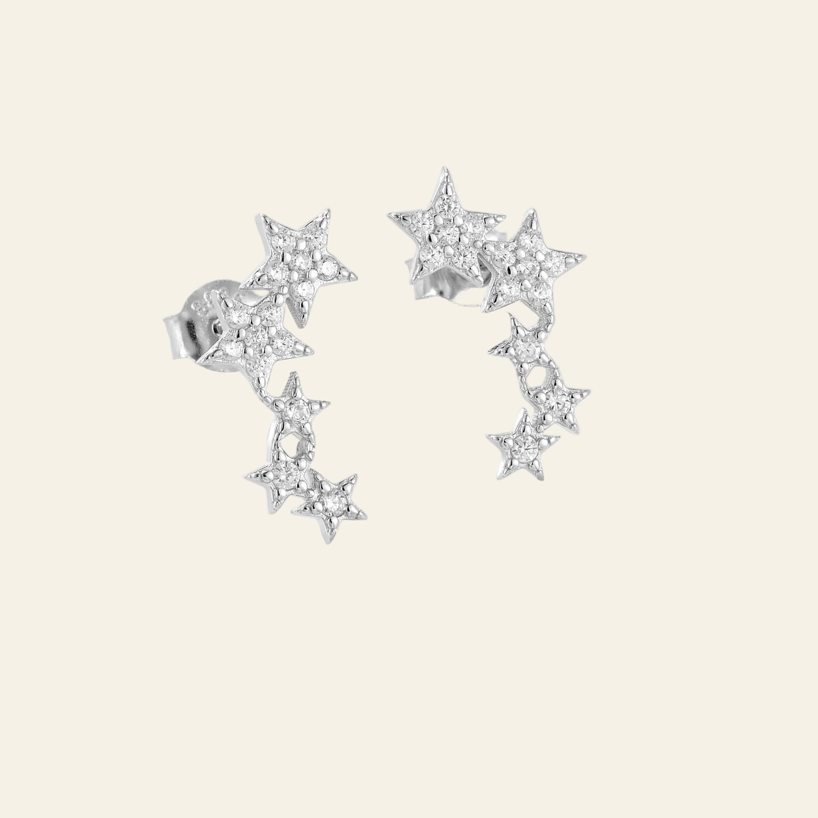 925 Sterling Silver Fine Star Long Stud Earring Clear Zircon CZ Fashion Fine Jewelry Line Star Crystal Jewelry