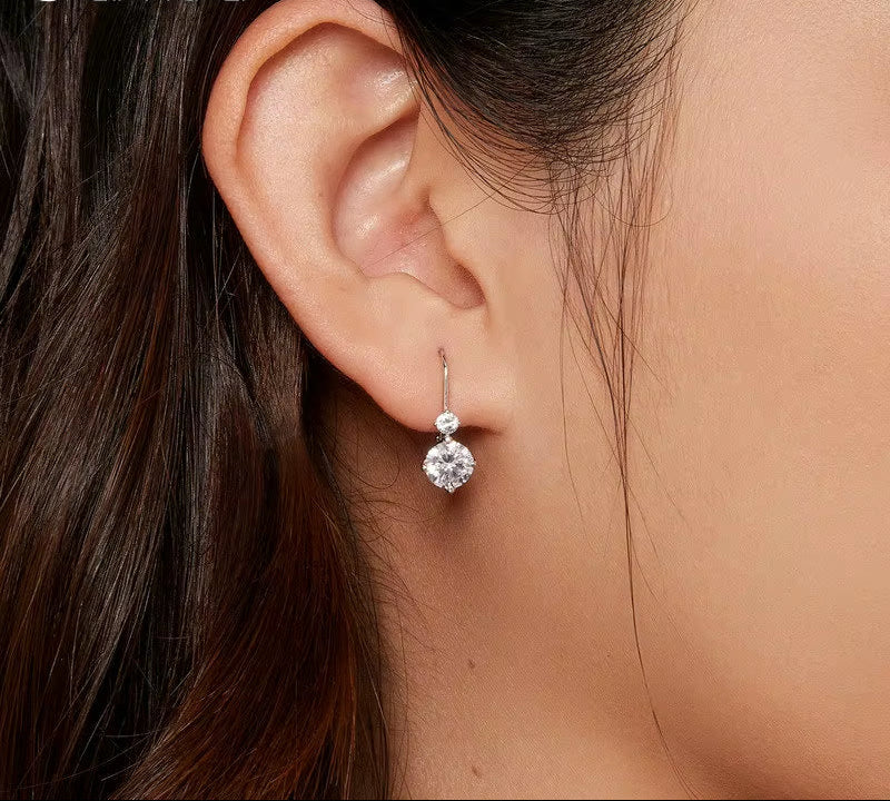 2 CTTW Moissanite Ear Buckles 925 Sterling Silver Hoop Earrings for Women Fine Jewelry Gift