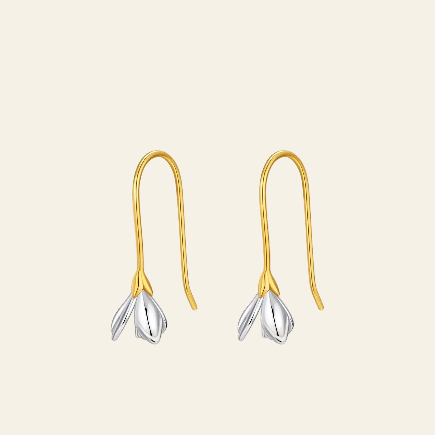 925 Sterling Silver Charm Classic Lily Drop Earrings Gold Color Elegant Flowers Dangle Earrings for Women Fine Jewelry