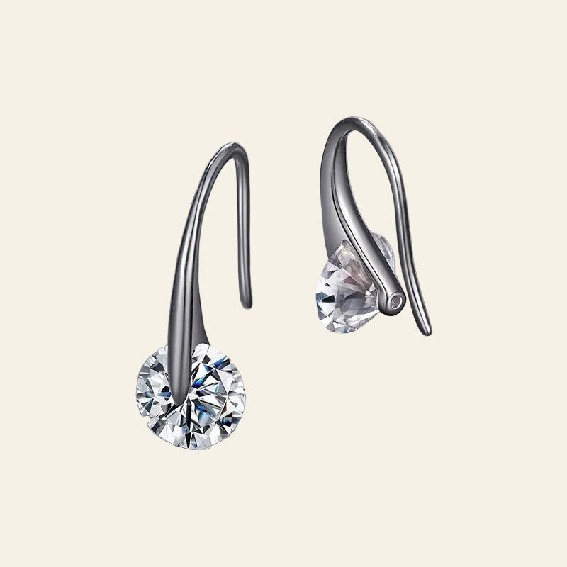 1CT Moissanite French Wire Hook Earrings Rotatable VVS1 Lab Diamond 925 Sterling Silver for Women Minimalist Jewelry Gift