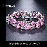 White Gold Color Mona Lisa Pink Cubic Zircon Bracelets Bangles for Female Luxury Wedding Bracelet Women Gift