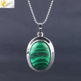 CSJA Oval Natural Gem Stone Pendant Necklaces Reiki Cabochon Crystal Beads Small Pendants for Women Girl Cute Charm Jewelry F564