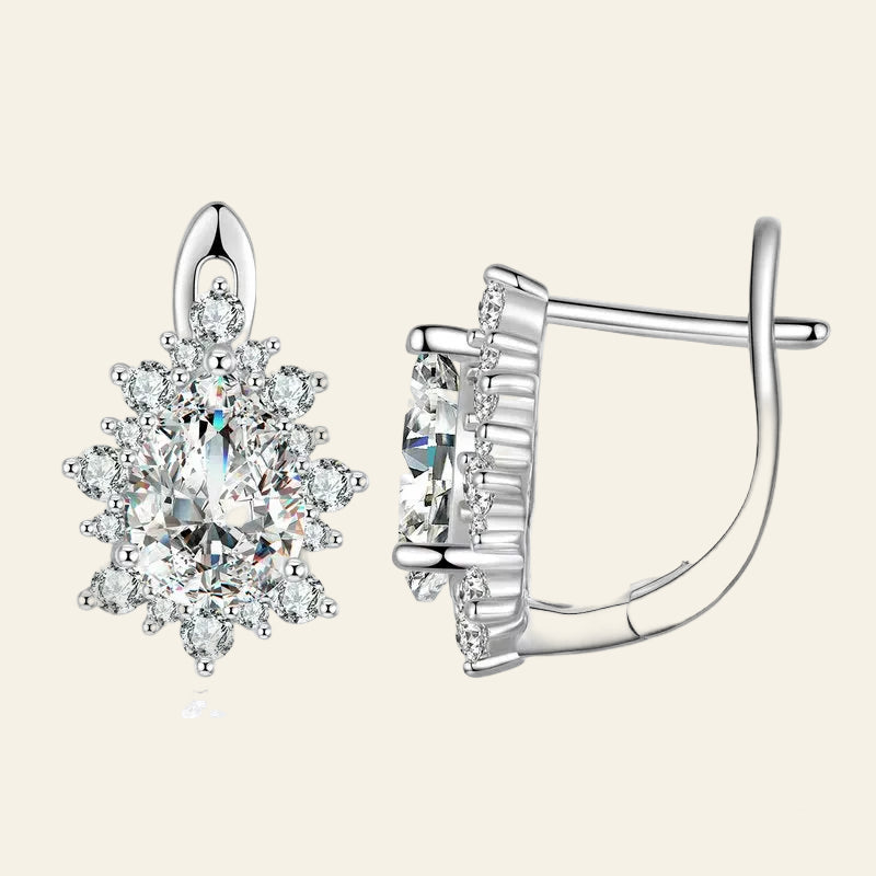 925 Sterling Silver Water-Drop Zircon Ear Buckles for Women Luxury U-Shaped Earrings Wedding Gift Fine Jewelry BSE670