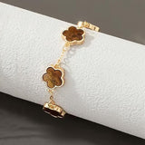 2 PCS Lucky Floral Bracelet Set for Women, Elegant Flower Chain Link Design, Charming and Timeless Jewelry, Great for Everyday Use and Special Events
