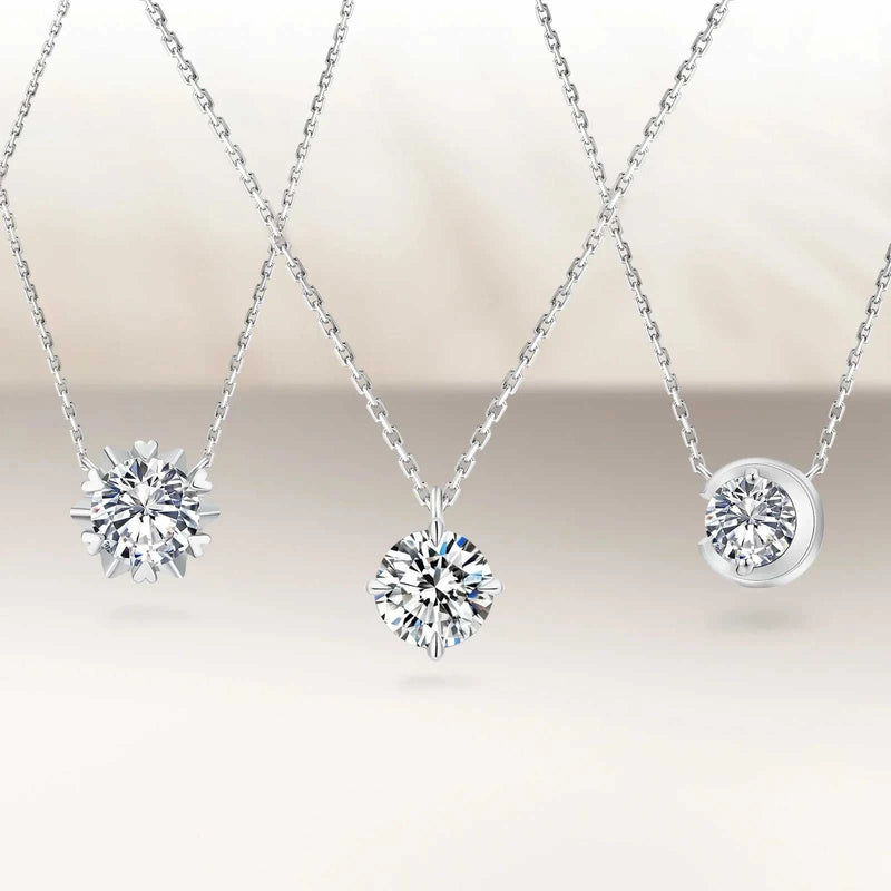 Fine Jewelry Women Iced Out Diamond Link S925 Sterling Silver 1 CT VVS D Moissanite Pendant Necklace White Gold Plated Chain