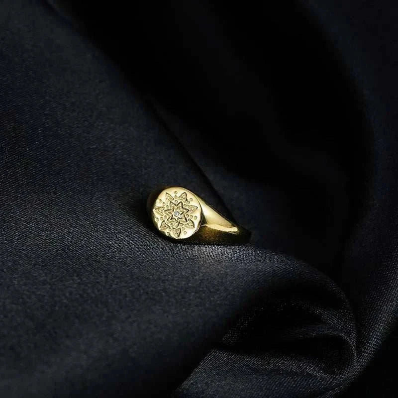 Fashion Rings Jewelry 925 Sterling Silver Wide Retro Totem Heavy Rings Gold Plated Adjustable Ring Jewelry Women