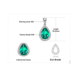 Pear Simulated Nano Emerald 925 Sterling Silver Pendant Necklace Gemstone Statement Necklace Women without Chain