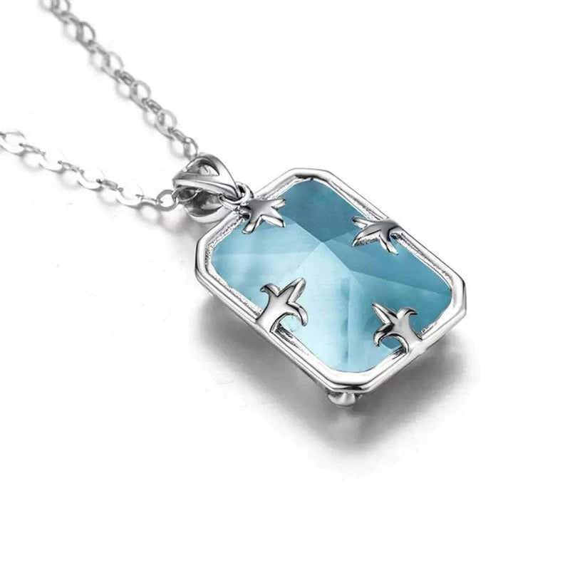 Real 925 Sterling Silver Aquamarine Pendant for Women Gemstone Necklace Pendants Viking Handmade Undefined Fine Jewelry