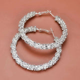 Diamante Rhinestones Hoop Earrings