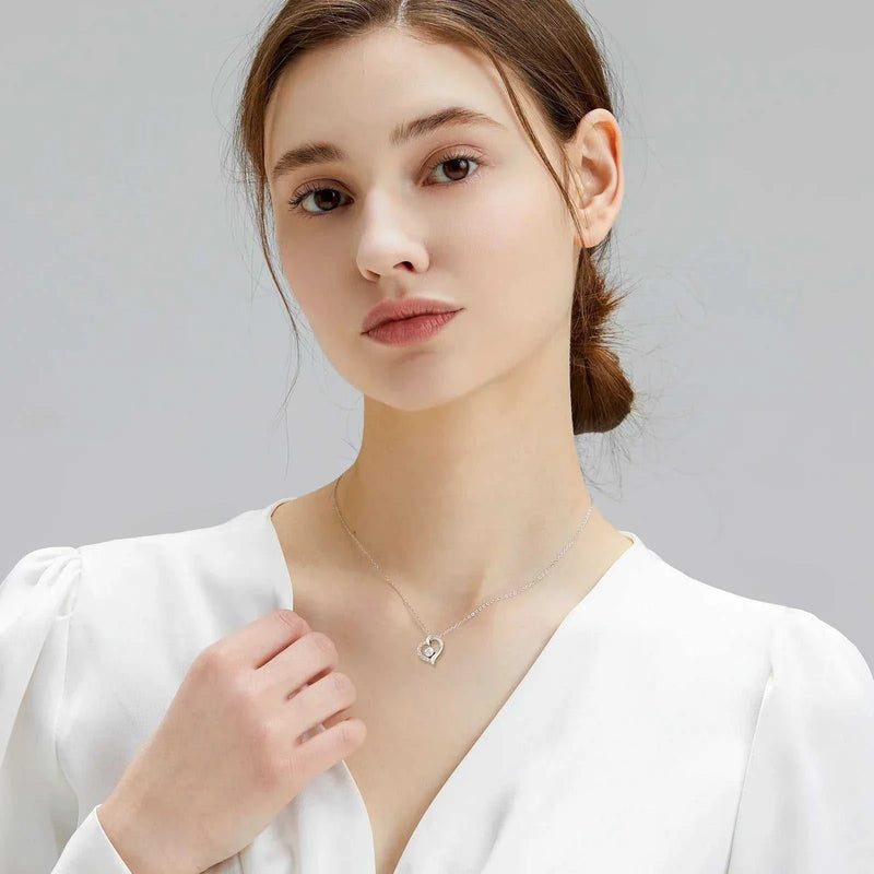 Mother'S Day Gift Heart Charm Jewelry Women I Love You 925 Sterling Silver Chain Birthday Moissanite Diamond Pendant Necklace