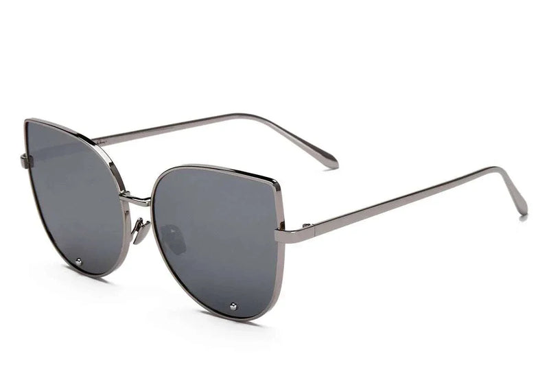 Fashion Women Sunglasses Cat Mirror Glasses Metal Cat Eye Sunglasses Women Brand Designer High Quality Square Style R058