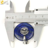 CSJA Tree of Life Charms Pendant Natural Crystal Hollow round Reiki Stone Energy Wisdom Trees Women Men Pendants Necklaces G146