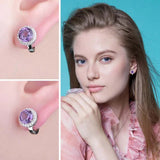 Luxury 5.6Ct round Created Alexandrite Sapphire 925 Sterling Silver Hoop Earrings for Woman Gemstone Fine Jewelry