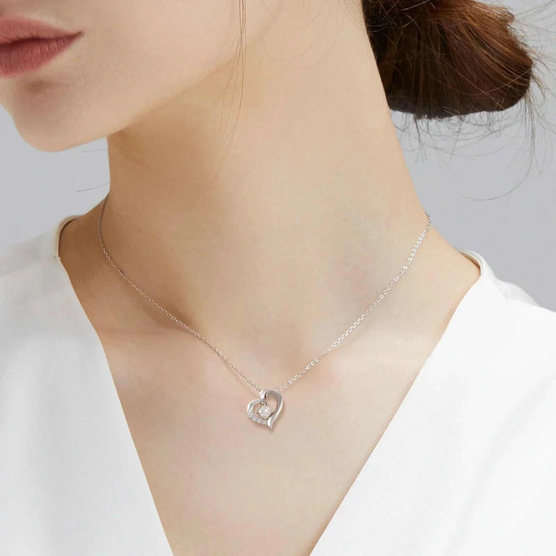 Mother'S Day Gift Heart Charm Jewelry Women I Love You 925 Sterling Silver Chain Birthday Moissanite Diamond Pendant Necklace