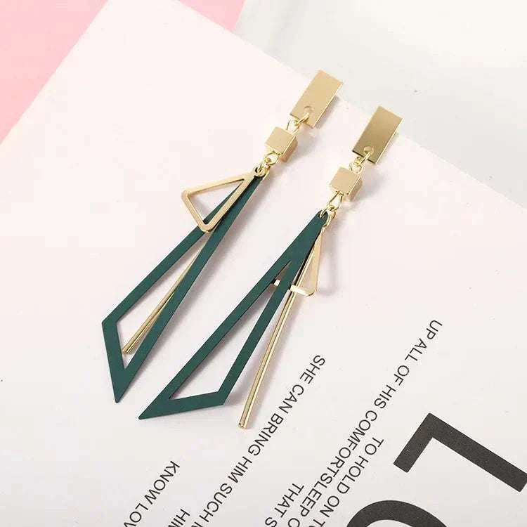 Korean Long Statement Geometric Triangle Tassel Dangle Drop Earrings for Women Earrings Fashion Jewelry Oorbellen Brincos