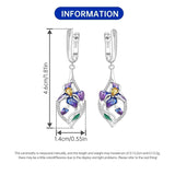 925 Sterling Silver Blue Purple Iris Flower Drop Earrings Women Earrings Charm Trend Versatile Party Jewelry Gifts