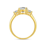 18K gold ring with three white moissanite stones, AU750 stamped, elegant women's jewelry