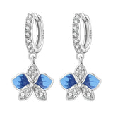 925 Sterling Silver Blue Purple Iris Flower Drop Earrings Women Earrings Charm Trend Versatile Party Jewelry Gifts