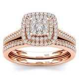 rose gold moissanite ring set with white diamonds and 925 sterling silver engraving