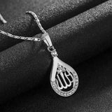 Islamic Religion Muslim Allah Quran Water Drop Shape Pendant Necklace for Women Fashion Charm Amulet Jewelry Ramadan Gift