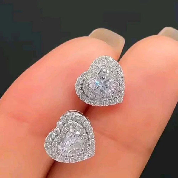 Classic Heart Stud Earrings Crystal Cubic Zirconia Eternity Timeless Women Earrings Fancy Girl Gift High Quality Jewelry