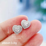 Classic Heart Stud Earrings Crystal Cubic Zirconia Eternity Timeless Women Earrings Fancy Girl Gift High Quality Jewelry