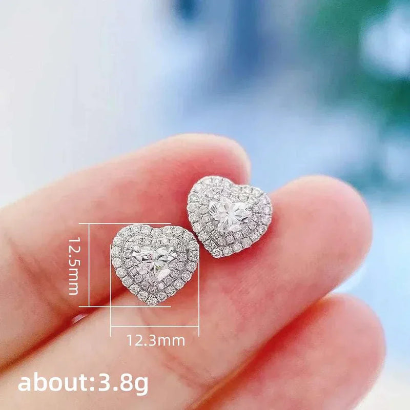 Classic Heart Stud Earrings Crystal Cubic Zirconia Eternity Timeless Women Earrings Fancy Girl Gift High Quality Jewelry