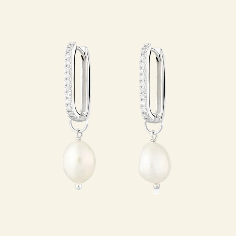 925 Sterling Silver Big Imitation Pearl Charm Dangle Earrings for Women Luxury Shiny Wedding Party Drop Earrings Jewelry
