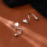 2Pcs Stainless Steel Spiral Twisted Lip Ring Tongue Piercing Heart Star Ear Cartilage Helix Piercing Stud Earring Jewelry Gifts