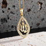 Islamic Religion Muslim Allah Quran Water Drop Shape Pendant Necklace for Women Fashion Charm Amulet Jewelry Ramadan Gift