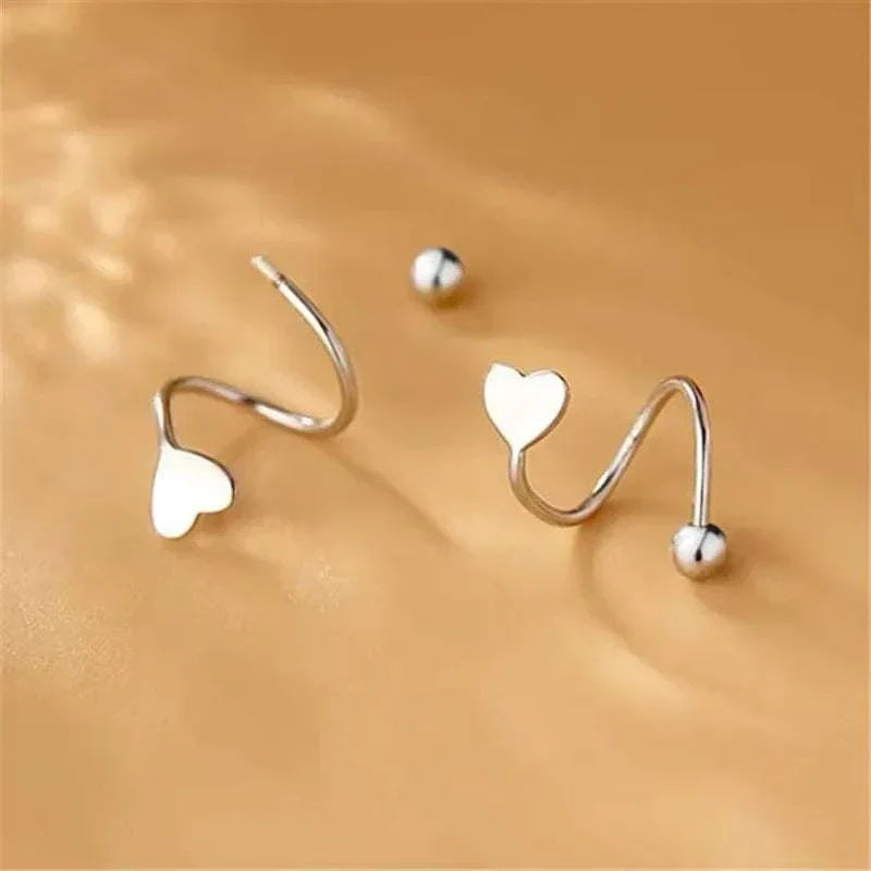 2Pcs Stainless Steel Spiral Twisted Lip Ring Tongue Piercing Heart Star Ear Cartilage Helix Piercing Stud Earring Jewelry Gifts