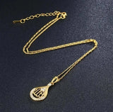 Islamic Religion Muslim Allah Quran Water Drop Shape Pendant Necklace for Women Fashion Charm Amulet Jewelry Ramadan Gift
