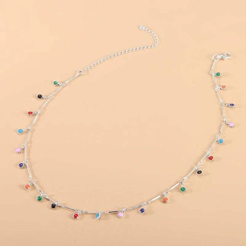 Fashion Simple Candy Color Tassel Necklace for Women Aesthetic All-Match Pendant Jewelry Choker Neck Accessories Gift Chain
