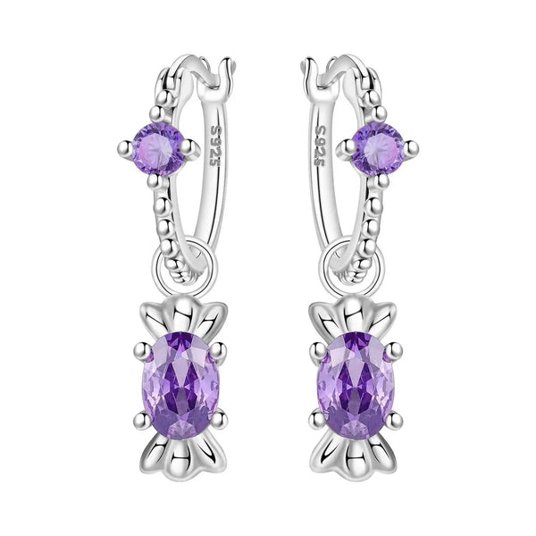 925 Sterling Silver Blue Purple Iris Flower Drop Earrings Women Earrings Charm Trend Versatile Party Jewelry Gifts